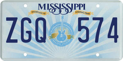 MS license plate ZGQ574