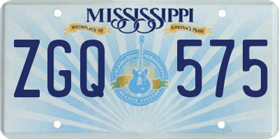 MS license plate ZGQ575