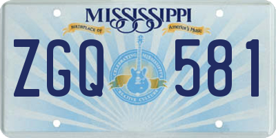MS license plate ZGQ581