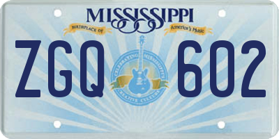 MS license plate ZGQ602