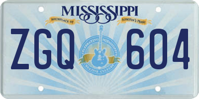 MS license plate ZGQ604