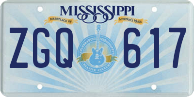 MS license plate ZGQ617