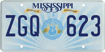 MS license plate ZGQ623