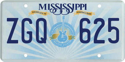 MS license plate ZGQ625