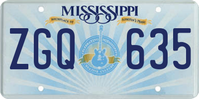 MS license plate ZGQ635