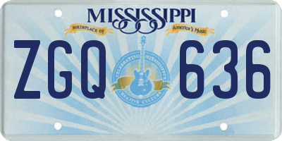 MS license plate ZGQ636