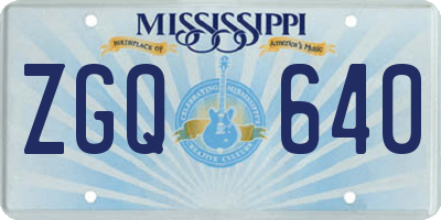MS license plate ZGQ640