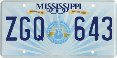 MS license plate ZGQ643