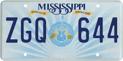 MS license plate ZGQ644