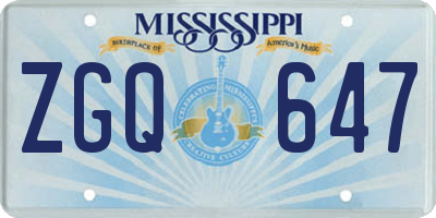MS license plate ZGQ647
