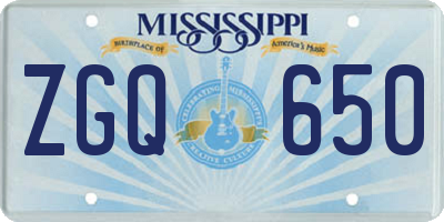 MS license plate ZGQ650