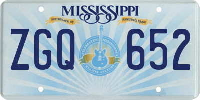 MS license plate ZGQ652