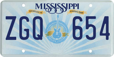MS license plate ZGQ654
