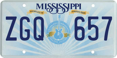 MS license plate ZGQ657