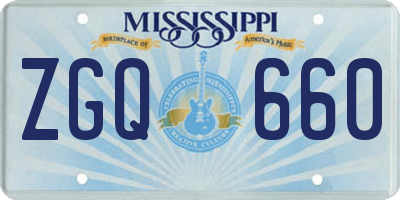 MS license plate ZGQ660