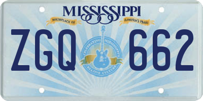 MS license plate ZGQ662