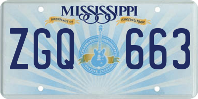 MS license plate ZGQ663