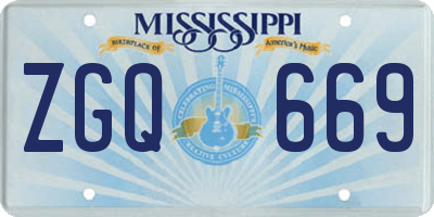 MS license plate ZGQ669