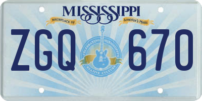 MS license plate ZGQ670