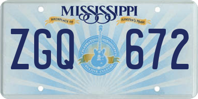 MS license plate ZGQ672