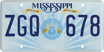 MS license plate ZGQ678
