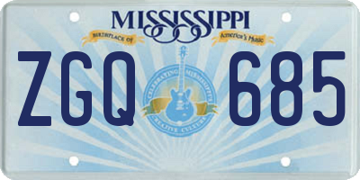 MS license plate ZGQ685