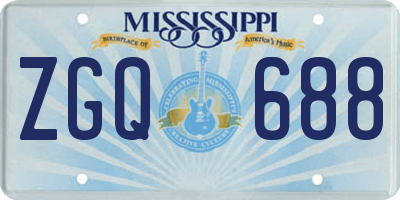 MS license plate ZGQ688