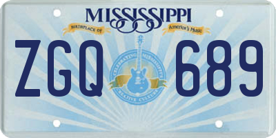 MS license plate ZGQ689