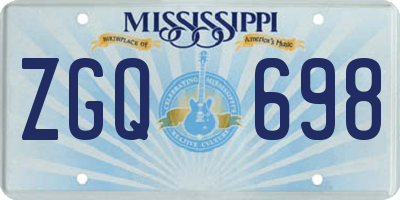 MS license plate ZGQ698