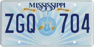 MS license plate ZGQ704