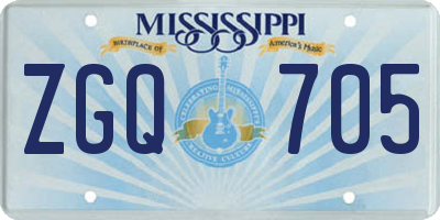 MS license plate ZGQ705