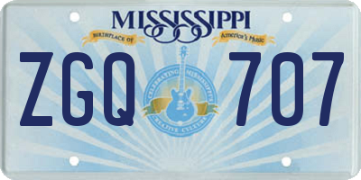 MS license plate ZGQ707