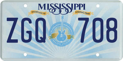 MS license plate ZGQ708