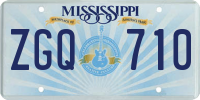 MS license plate ZGQ710