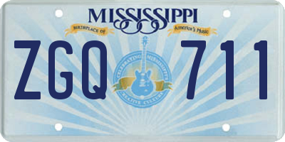 MS license plate ZGQ711