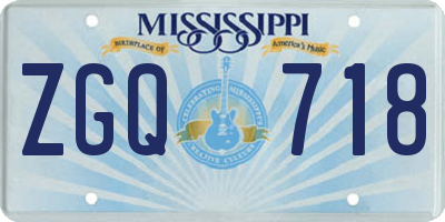 MS license plate ZGQ718