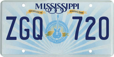 MS license plate ZGQ720