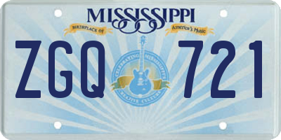 MS license plate ZGQ721
