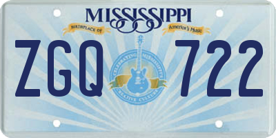 MS license plate ZGQ722