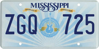 MS license plate ZGQ725
