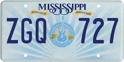 MS license plate ZGQ727