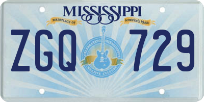 MS license plate ZGQ729