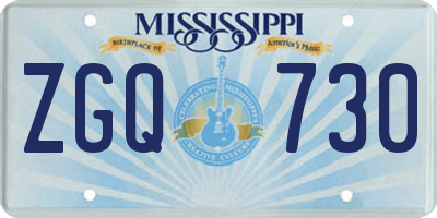 MS license plate ZGQ730