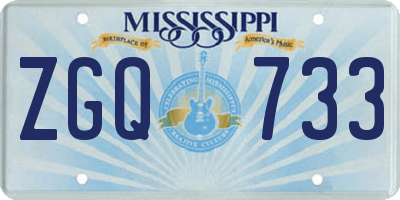 MS license plate ZGQ733