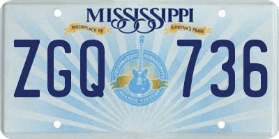 MS license plate ZGQ736