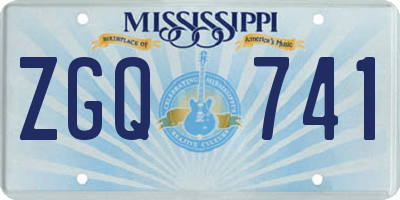 MS license plate ZGQ741