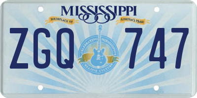 MS license plate ZGQ747
