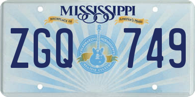 MS license plate ZGQ749