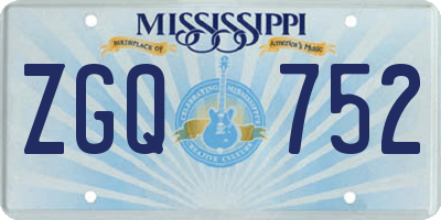 MS license plate ZGQ752