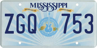 MS license plate ZGQ753